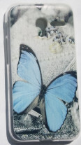 Силиконов гръб ТПУ за Alcatel Pixi 3 4.5 OT-4013 сив със синя пеперуда